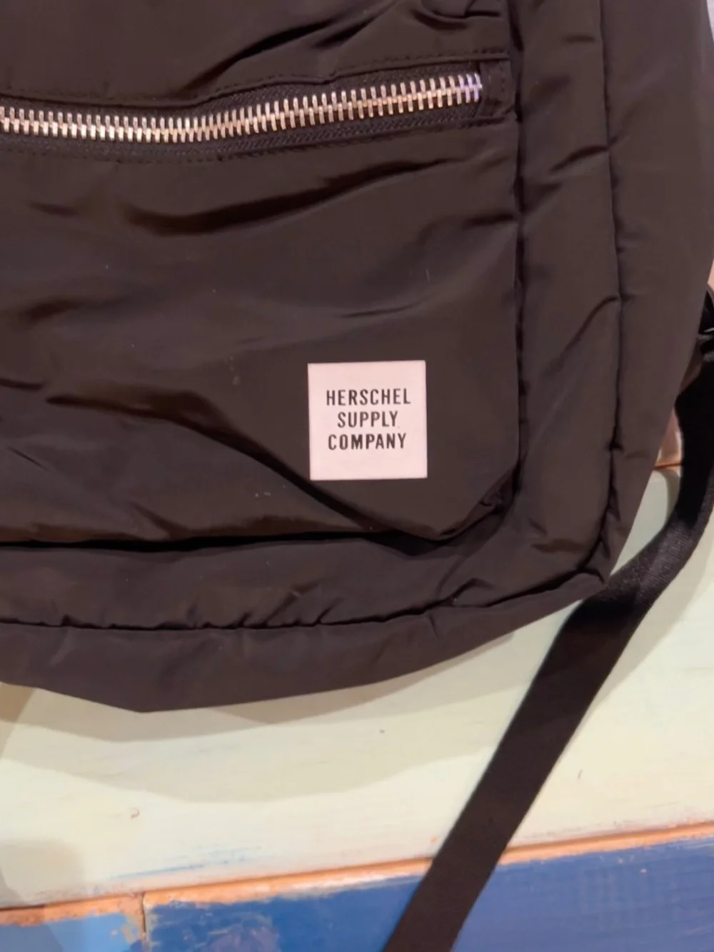 Herschel Supply Co Black Lightweight Nylon Backpack Silver Zippers